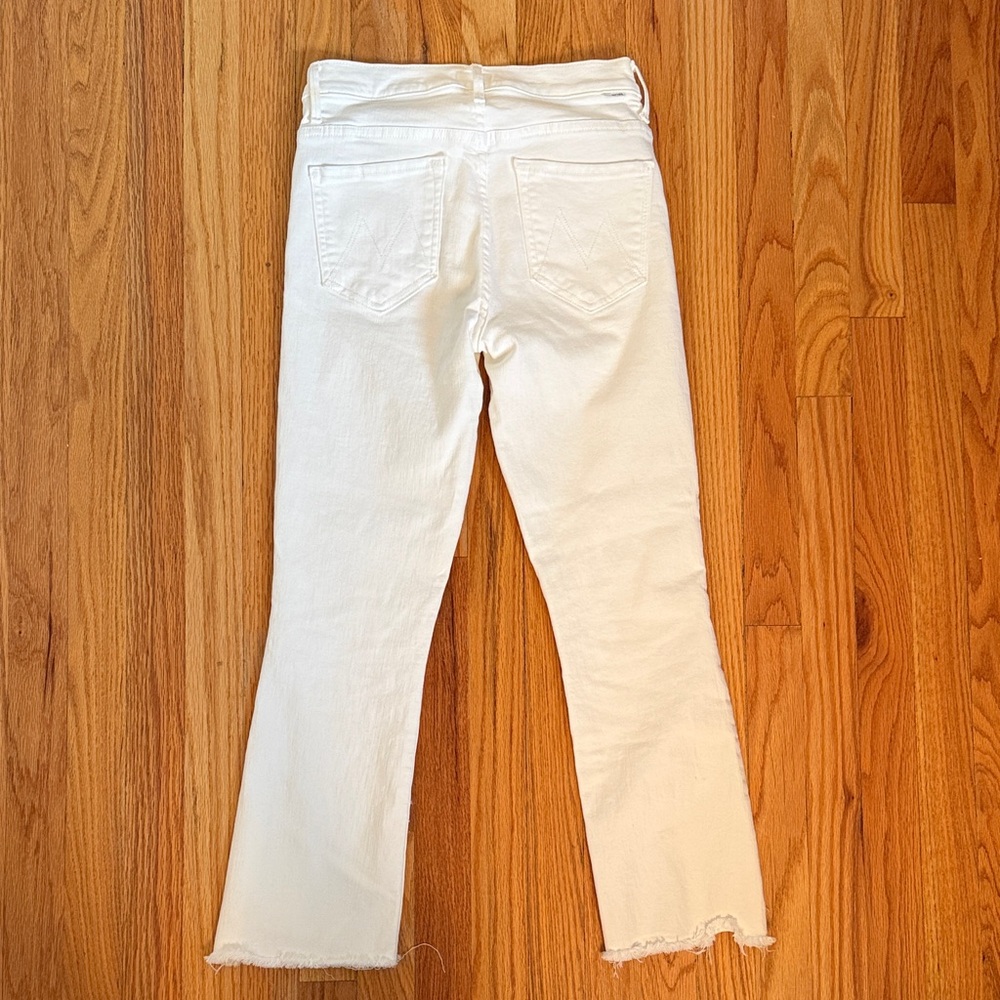 Mother sz 27 Insider Step Fray White Slim Straight Jeans ankle cut good cond - Picture 5 of 8